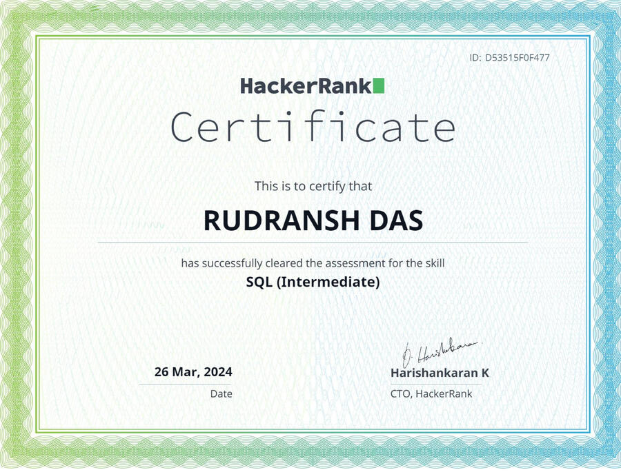 SQL (Intermediate) Certificate